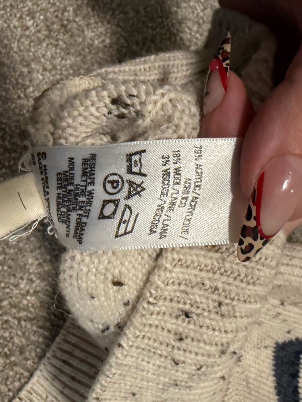 Vintage Marks & Spencer Aztec Knit Sweater Cream Speckled Crewneck Size M/L - Picture 4 of 8